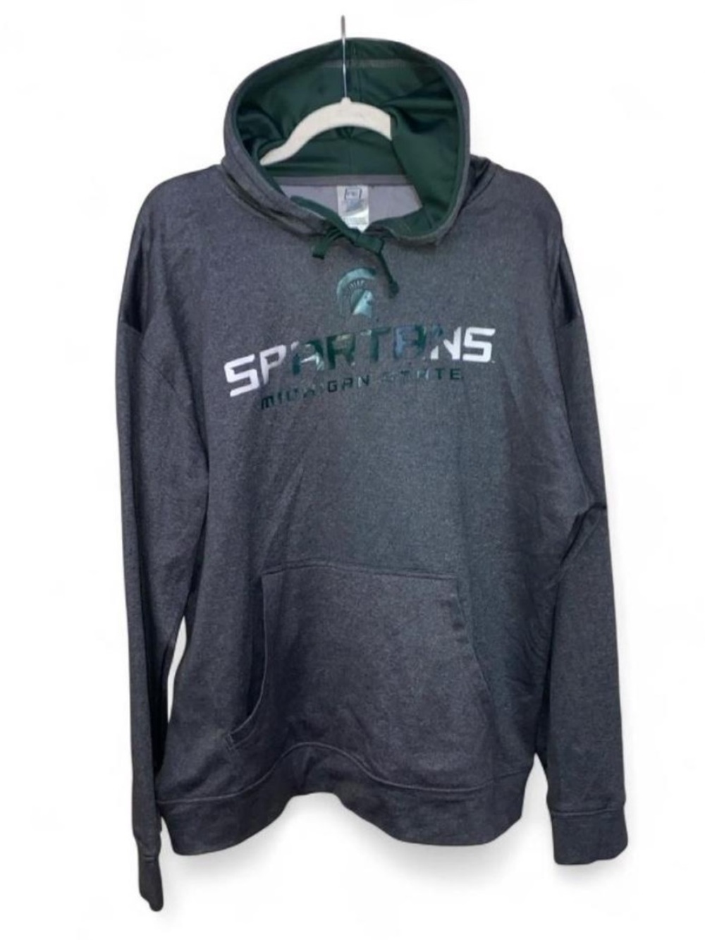 Michigan State Spartans Charcoal Gray ProEdge Fleece Lined Hoodie Size L 42 44